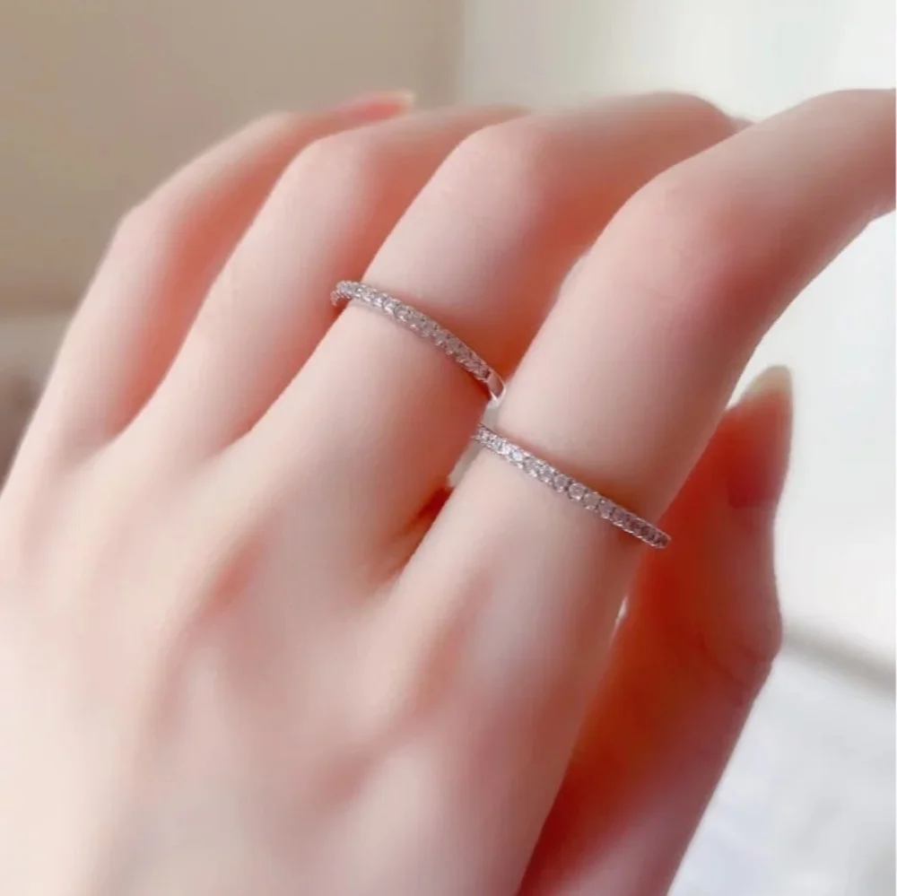 NEW 925‎ Sterling Silver Dainty Sapphire Engagement Wedding Band Ring